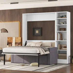 Full Size Murphy Bed with Wardrobe & Storage Drawers for Small Spaces