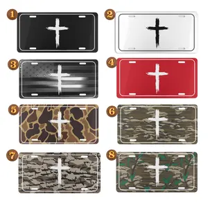 Cross Jesus License Plate - 8 Style Camo Front Car Tag, Decorative Vanity Plate for Trucks, Tough Aluminum Gear