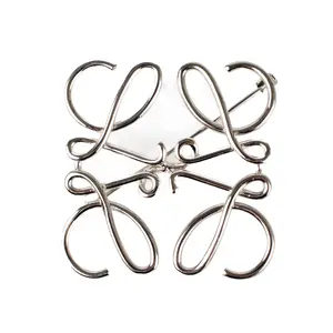 Pre-owned Loewe Metal Bag Accessories Silver Anagram Brooch W26021685