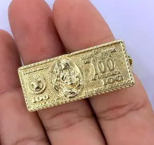 Dollar Bill Double Ring 14K Gold Plated