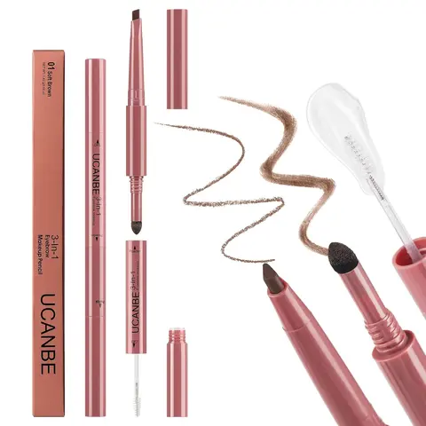 UCANBE Eyebrow Pencil 3-in-1 Triangle Retractable Definer with Waterproof Brow Gel and Filler Brow Powder - Natural-Looking, Long-Lasting Brows for Adults, Cruelty Free Cosmetic Single Item