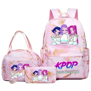 KPOP Print Student Backpack, Shoulder Bag, Pencil Case, Three-Piece Set