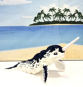 3D-Printed Articulated Narwhal - 8 inches Ocean Figurine Flexible Fidget Animal Gift for Ocean Lovers