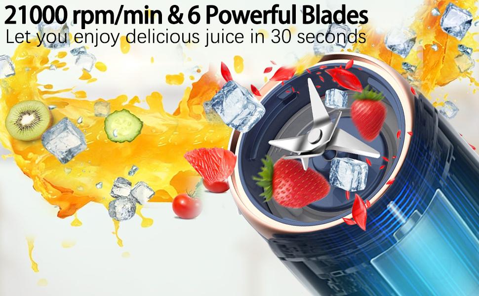 14oz Portable Blender, 6 Blades USB Rechargeable Personal Blender for Smoothies & Juices, Travel Outdoor Blender with Cup & Lid (Pink) everyday hydration multifunctional tool bpa free kitchen gadget