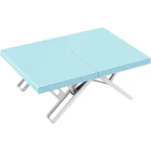 Portable Mini Low Picnic Camping Table, Light Blue , Small Beach Table for Sand Foldable, Plastic Folding Beach Tray Table
