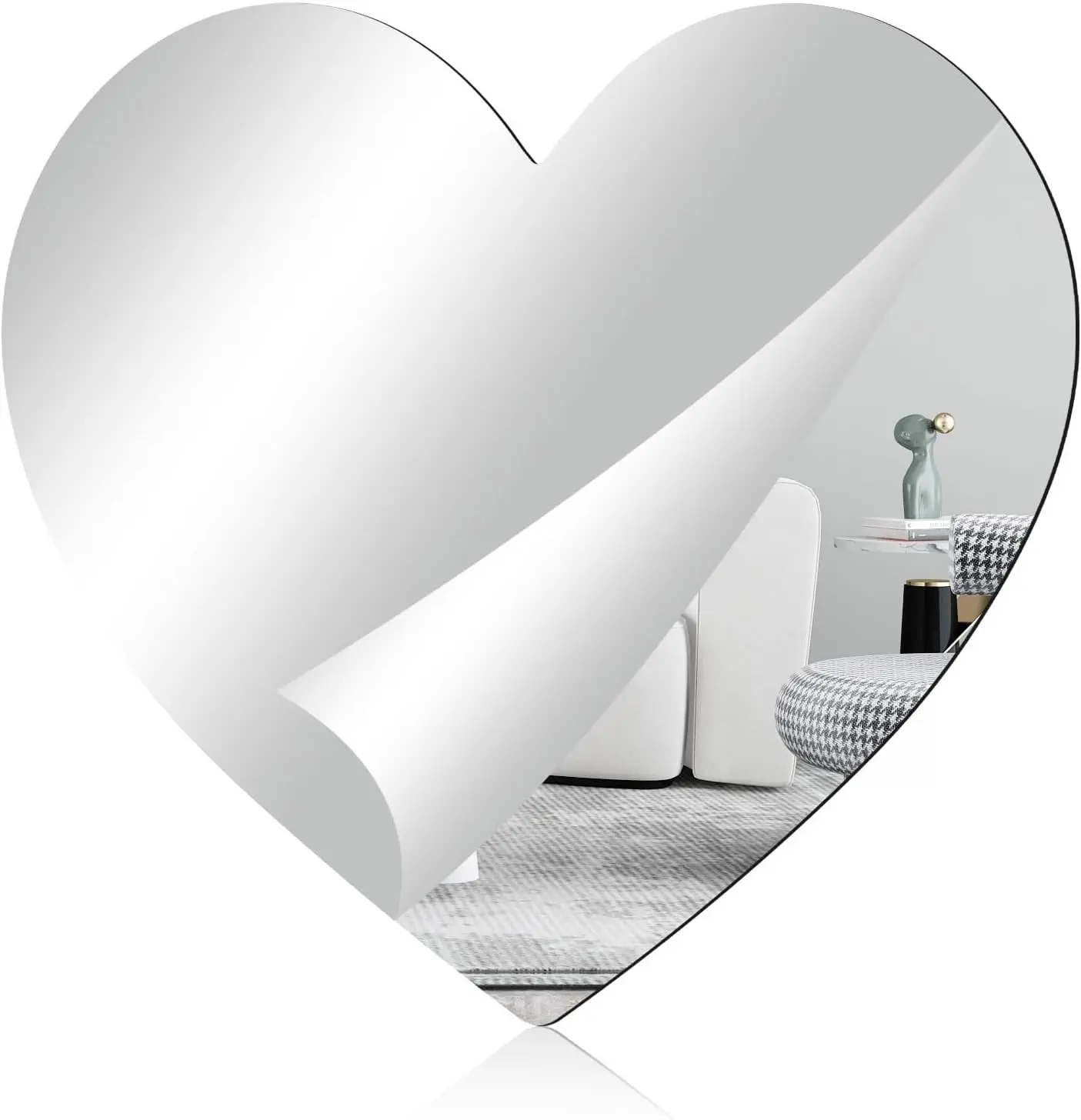 12 x 11.6″x 1Pcs Heart Shaped Acrylic Wall Mirror Tile for Wall | Frameless Decorative Heart Shaped Mirror Wall Mounted with Adhesive Tapes for Bedroom, Living Room, Entryway, Home Decor