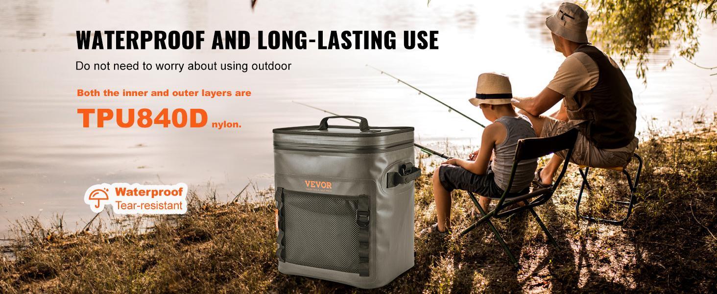VEVOR Soft Lunchbox Cooler Bag, Max 30 Cans Soft Sided Cooler Bag Leakproof with Zipper, Waterproof Soft Cooler Insulated Bag, Lightweight & Portable Collapsible Cooler for Beach, Hiking, Picnic