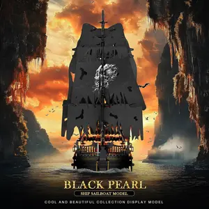 1755 Pieces Pirate Ship Pearl Building Blocks Set, Abs Material, High Difficulty, Home Decor, Gift for Teens, Adults, Christmas, Birthday