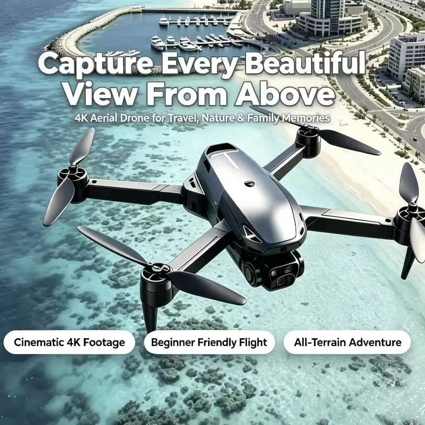 2026 C13S Drone & 4K Camera, GPS & 5G WiFi FPV, Brushless Motor, Optical Flow Hover, Smart Obstacle Avoidance, Auto Return, 360° Stunt Roll, Dual Batteries Included
