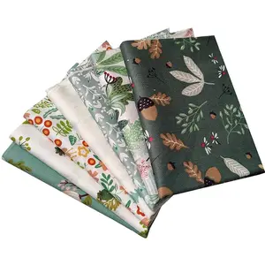 7 Pcs Green Floral Fat Quarters Bundles Quilting Bundle Patchwork for Sewing Quilting and Crafting (18x22 inch)