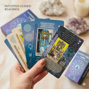 Comprehensive Learning Tarot Deck for Beginners: Full Deck with Meanings On Every Card - Upright Keywords, Reversed Meanings, Affirmations, Yes/No Guide, Chakras, Planets, Zodiac Signs & Elements | No Guidebook Needed | Perfect for Self-Discovery & Divina