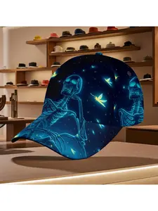 Glowing skeleton design baseball cap with butterfly pattern casual wear fashion statement comfortable daily outfits suitable for all seasons unique