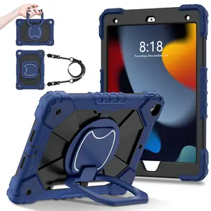 FONREST Rugged Shockproof Case Compatible with iPad 9th/8th/7th-10.2 Inch-2021/2020/2019, Heavy Duty Kid Boy Girl Cover 360 Degree Swivel Kickstand with Shoulder Strap/Pencil Holder