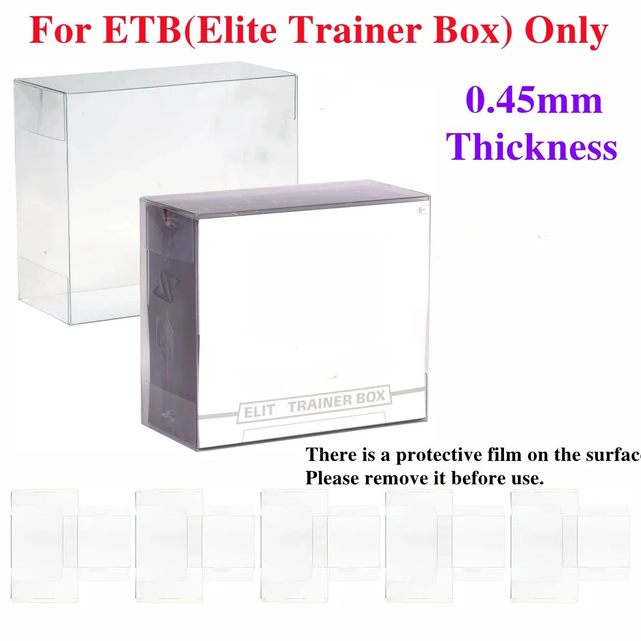 5/10 Pcs Folding Plastic Protective Case for ETB (Elite Trainer Box), PTCG Trading Card Booster Box, Trading Card Organizer, Scratch-Resistant PET Material, Rectangular Storage Case for Collectible Card Boxes
