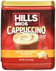 Instant Cappuccino Mix, White Chocolate Caramel (16 Oz, Pack of 1) – Convenient and Versatile, Instant Hot or Iced Coffee, Frothy & Rich White Chocolate Caramel Flavor - Just Add Water