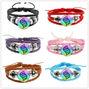 Pikachu Mega Stone Bracelet Weave Leather Adjustable Bangle Jewelry - Gift Men Women Kids