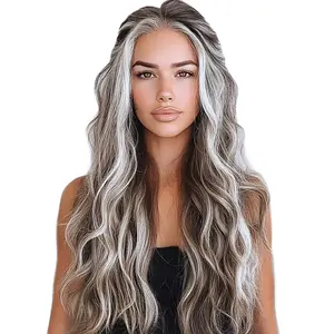Elegant 28 Inch Brown Highlight Water Ripple Wig 13x3 Lace Front Soft Natural Heat Resistant SM9861