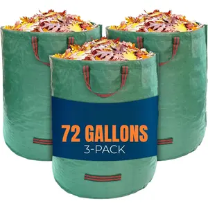 Big Gulp Lawn Bags, 3-Pack 72 gallons Heavy Duty Lawn and Leaf Bags with Reinforced Handles,  Yard  Bags, Garden  Bag for Debris, Yard, Leaf Collector