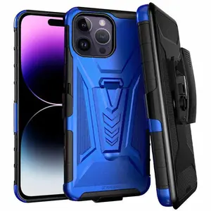 Rome Tech Dual Layer Holster Case for Apple iPhone 14 Pro Max with Kickstand - Shockproof, Foldable, and Protective Cover