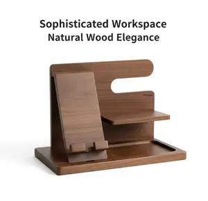 Wooden Desk Organizer Multi-Functional Phone Watch Key Pen Holder for Home Office Festive Indoor Natural Wood Elegance Multifunctional Stationery Desk Gadgets Desk Accessory