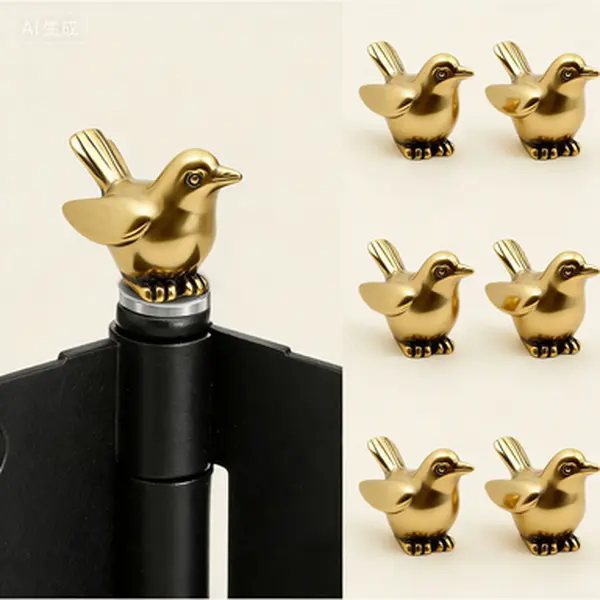 Vintage Brass Magnetic Hinge Toppers, 6-Pack Decorative Hardware Finials for Doors, Drawers, and Cabinets, Reusable Rustic Shelf and Furniture Accents, Easy Snap-On Installation, No Tools Needed