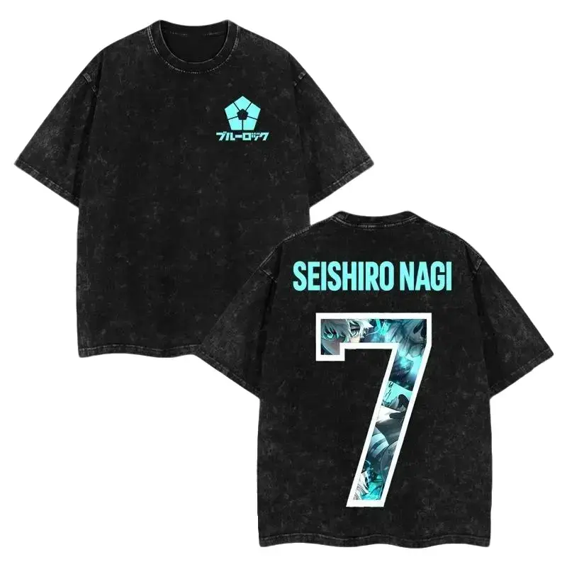 Blue Lock Seishiro Nagi Tshirt, Anime Double Printed Vintage Washed Tee, Oversize Anime Manga, Anime Merch, Blue Lock Fans,gift shirt,funny meme tee,men's t shirts,short sleeve,cotton graphic tees
