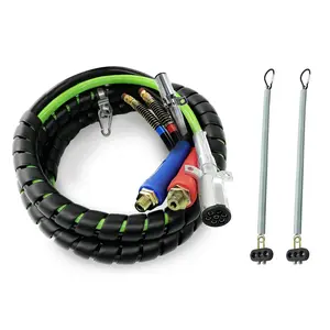 TORQUE 12ft 3 in 1 ABS & Air Power Line Hose Wrap 7 Way Electrical Cable with Handle Grip & 2 of 25" Tender Spring for Semi Truck Trailer Tractor (TR813212)