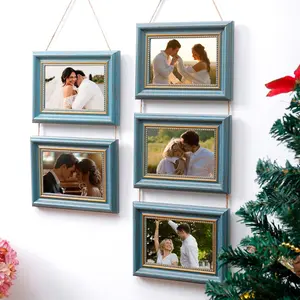 Vintage Plastic Picture Frame, Classic Rectangle Frame, Wall Hanging Photo Frame 6 Inch Rope Hanger, Two-In-One Three-In-One Combination, Home Bedroom Living Room Decor