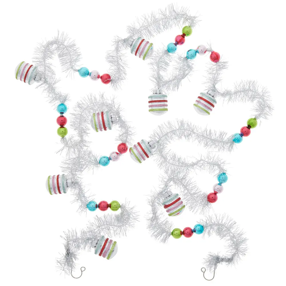 Festive Fete 7' Tinsel Garland, 1 Count Vintage Hanging Decor, Home Decor Ornaments for Festive Decorations