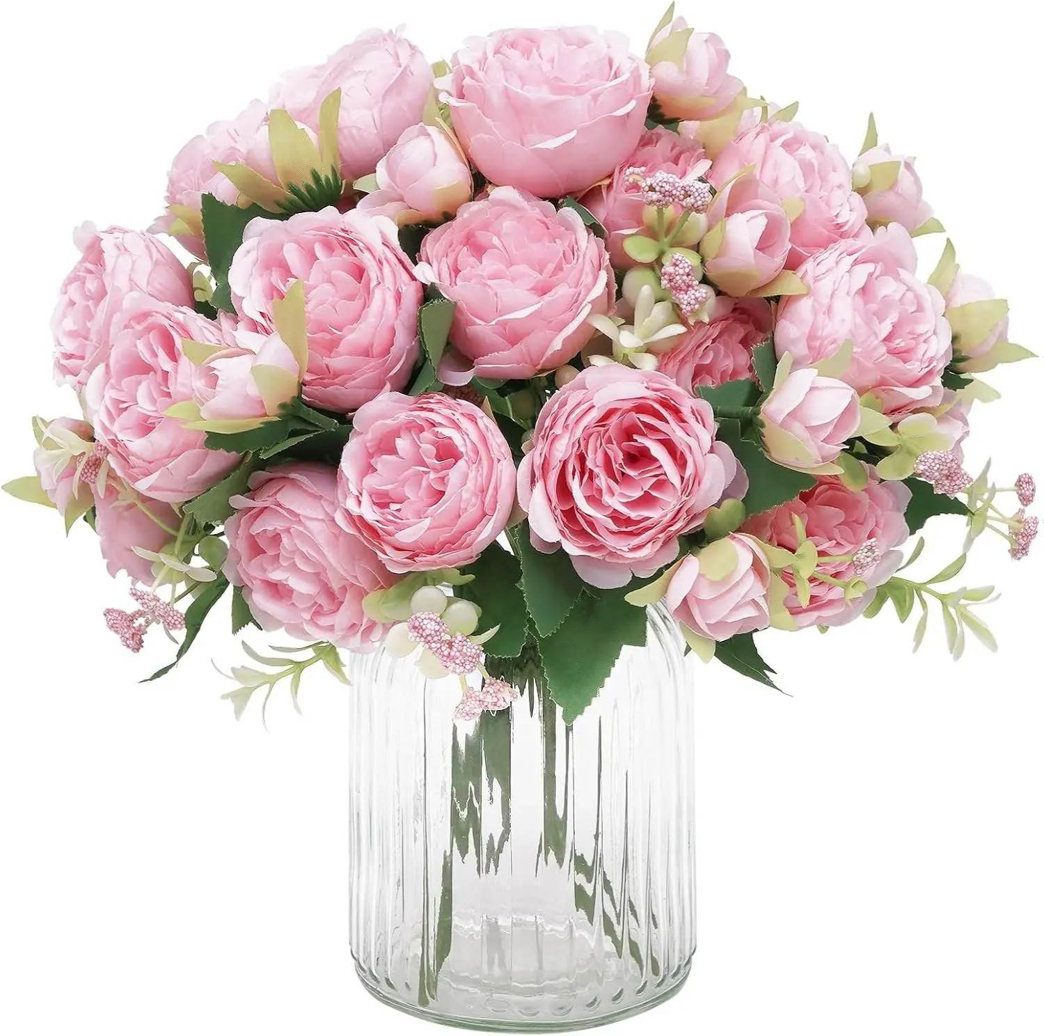 Peonies 2 Packs Light Pink Artificial Flowers Silk Flowers Bouquet for Centerpiece Table, Ideal for Weddings and Home Decor Decorative Fruit Plants Ornaments, Decoration Bouquet, Lifelike Artificial Flowers