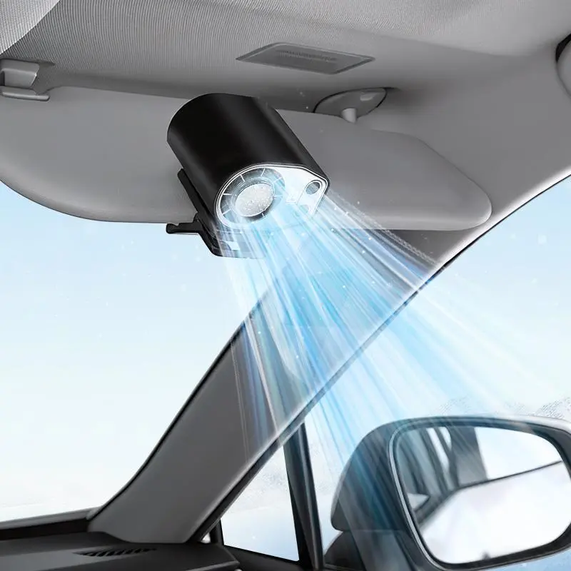 【SummerFinds】JOYTUTUS Semiconductor Cooling Clip-On Car Fan - Portable Rechargeable Mini Fan, USB Charging, 360° Rotation, 100 Speeds, LED Display & Light, 16℃ Cooling, Wide Clamp, 3000mAh 20Hr Battery, Car Accessories for Sunvisor Backseat, Mobile Use, P