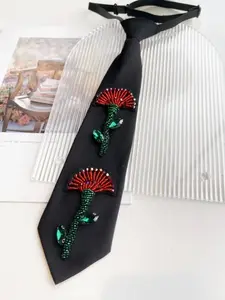 Original Unique Floral Print Party Tie, Spring Girl Neck Decoration, Suitable for Work, Study, Outdoors, School Uniform, Jk, Cosplay, Dress, Formal Wear