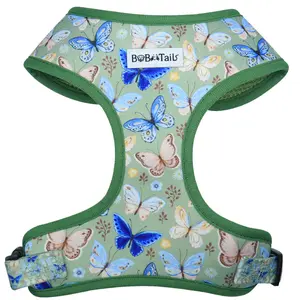 Bobotails Butterfly Printed Designer Dog Harness Soft Breathable Fabric Adjustable Straps for Comfort & Safety Lightweight for Active Dogs