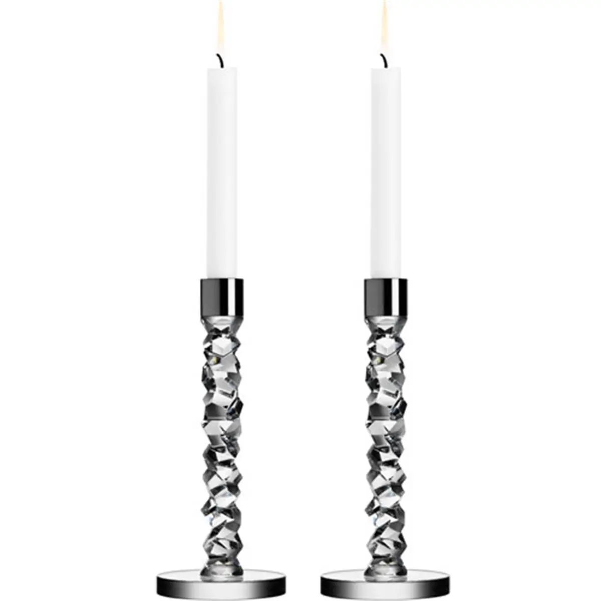 Orrefors 6590162 Glass Carat Candlestick Pair - Home Decor Candle Holder, Ideal Gift for Home Use