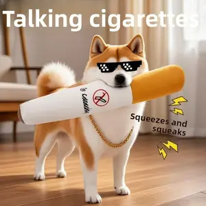 FurRush Interactive Squeaky Cigar Shaped Plush Puppy Toy for Dogs and Cats Perfect Chew Toy for Puppies Teething Relief and Boredom Buster for Small Breeds Like Bichon Frise