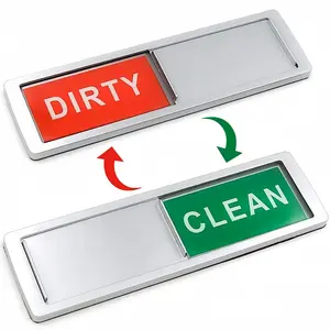 LMMAKE Dishwasher Magnet Clean Dirty Sign Silver Finish Round Shape Non-Scratching Strong Magnet Indicator Red Dirty Green Clean Kitchen Decor Gift with Two Round Double-Sided Adhesives Magnetic Superior Quality