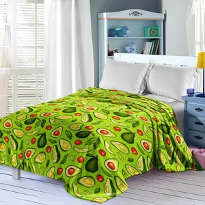 Summer Avocado Theme Food Themed Blanket, Mother's Day Gift, Spring Flannel Throw, Ultra Soft Lightweight, Ideal for Travel and Home Use, 180x220cm, Multifunctional Blanket