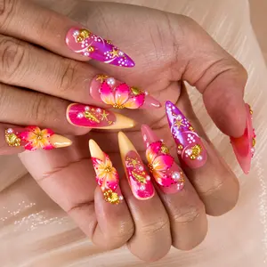 Lovful NEW DROP Collection Handmade Acrylic Press On Nails 10PCS Reusable Salon Quality 3D Flower Rhinestones for Flawless Long Lasting Look Manicure #DealsForYouDays