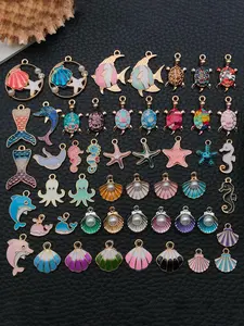 Mixed Color Marine Life Design Pendant, Fashionable Enamel Pendant for DIY Bracelet Necklace Earrings, Beach Jewelry Making Craft Supplies Accessories