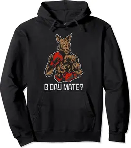 Funny G'day Mate Boxing Kangaroos Australian Animal Pullover Hoodie - Hufsakha Shop 47B0BR7VR1TV