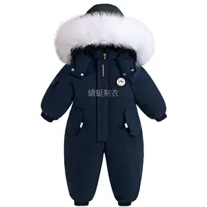 NewUnisex Baby Toddler Winter Jacket!Thickened Fleece-Lined Cozy + Fur Trim Hood – Navy Blue, Zip-Up with Pockets