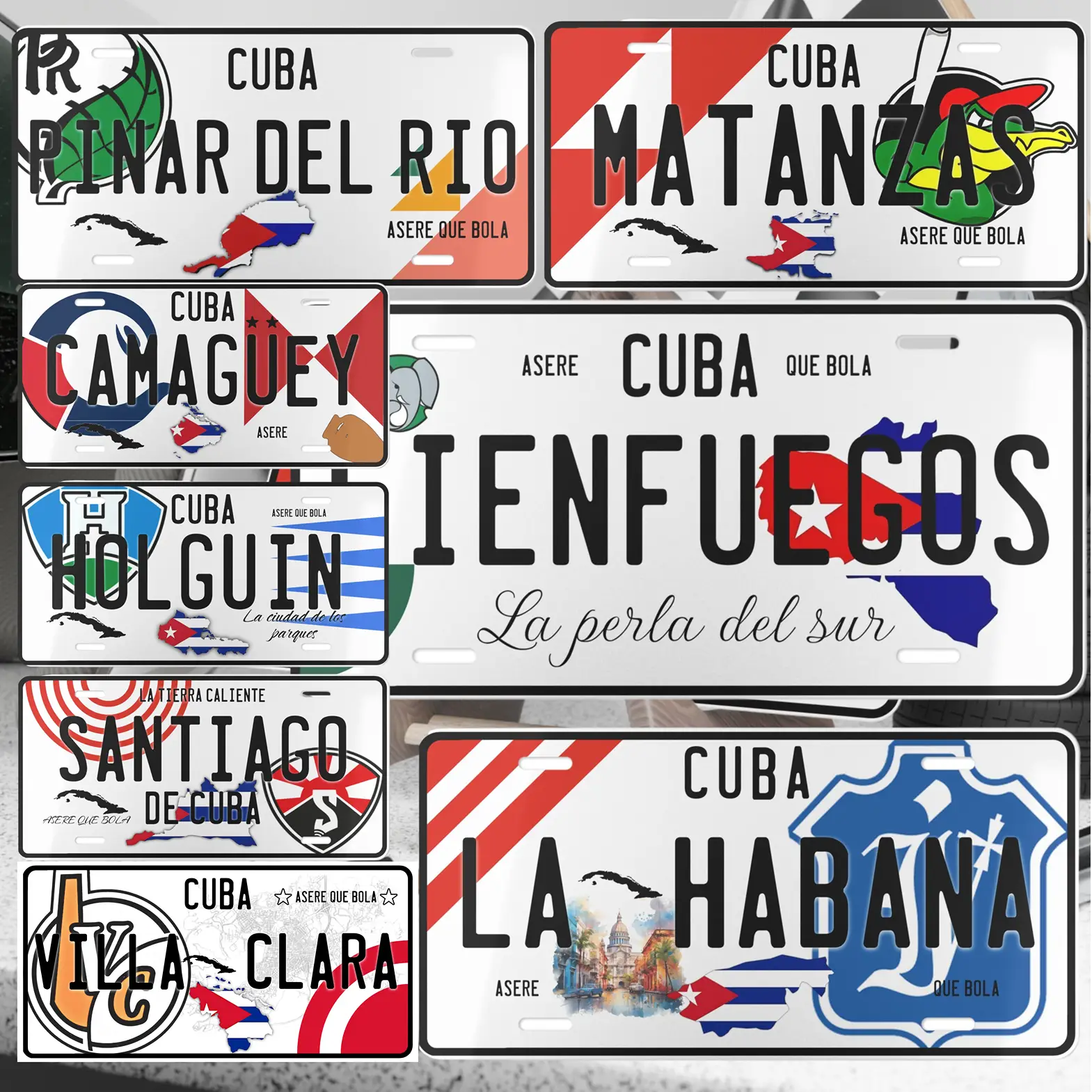 Cuban Provinces Decorative Plates - Iconic Symbols and Landscapes - High-Quality Aluminum - 12x6 inches