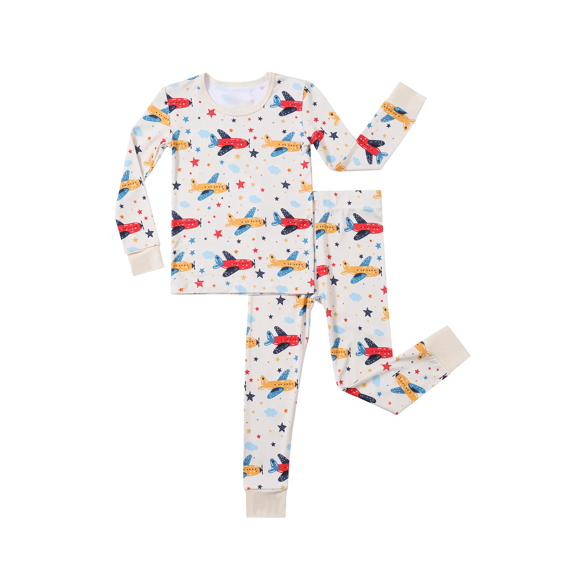 Bamboo Toddler Pajamas Boys Girls Prints Pjs Set Cozy Kids Sleepwear 18M-5Y Long-Sleeve Snug Fit 2pcs Set Daily Clothes for Spring Summer Fall Winter Sesason