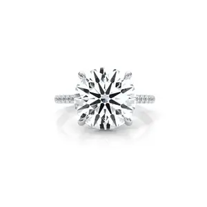 French U Pave Halo Round Diamond Engagement Ring 14k White Gold Certified By IGI