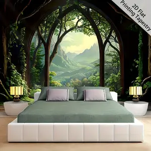 Nordic Mountain Forest Backdrop Minimal Nature Theme Tapestry Wall Hanging Photography Background for Bedroom Decor Cabin Party Home Room Event Supplies