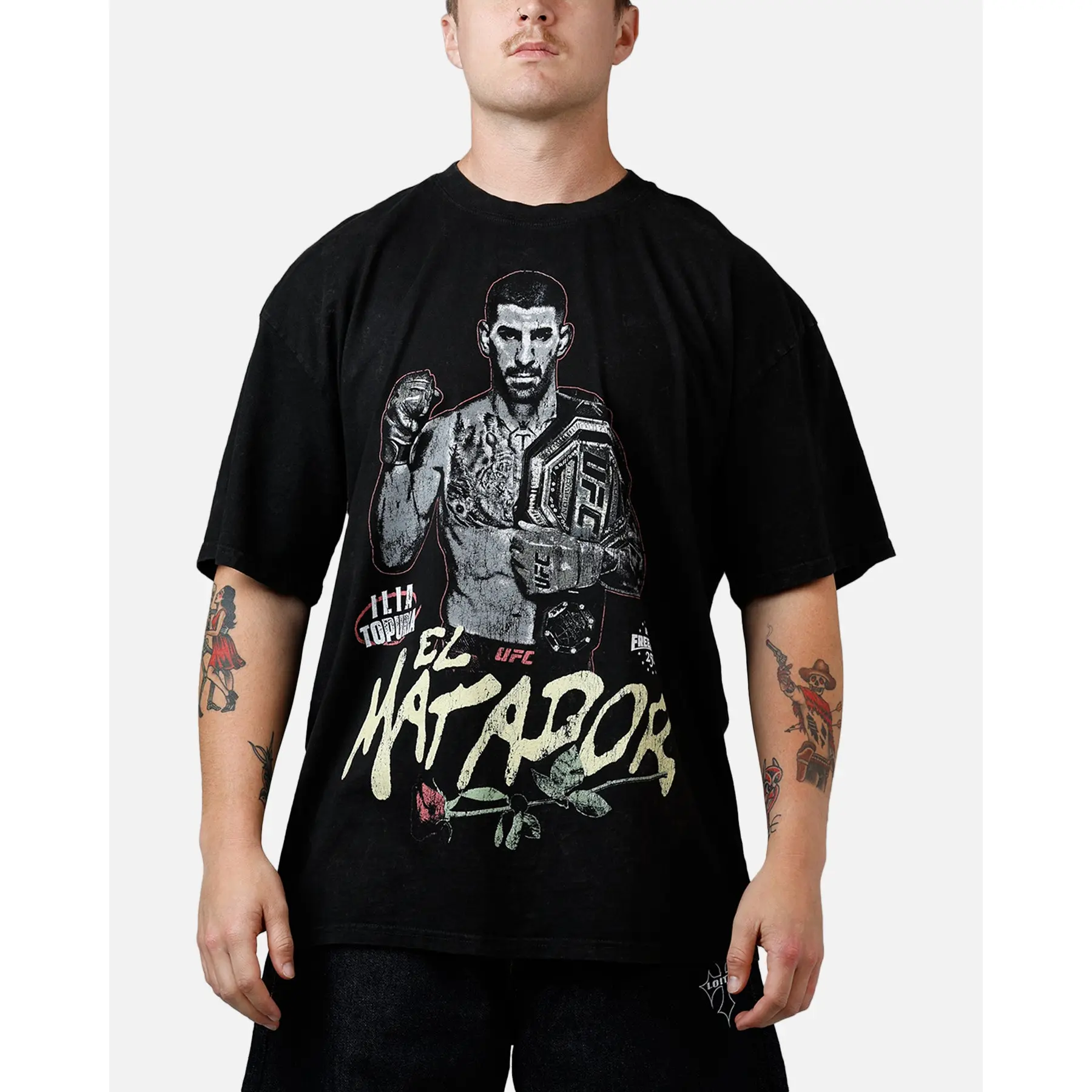 UFC By Culture Kings UFC 250 Ilia Topuria T-Shirt Black Acidwash