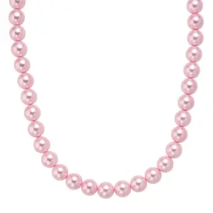 Shop LC Pink Shell Pearl Necklace in Silvertone 20-22 Inches