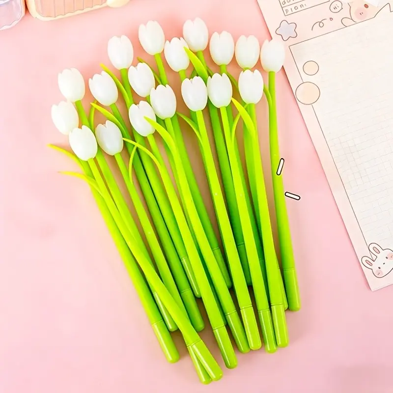 5/20/40pcs Silicone Tulip Pen, Cute Bendable Writing Tool, 0.35mm Fine Tip, Ideal Gift for Girls, Teens, Students