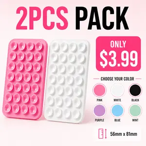 2PCS Silicone Suction Phone Case Mount,Non Slip Suction Cup Phone Mount,Hands-Free Phone Accessories Holder for Selfies and Videos,Silicon Adhesive Phone Stand Sticky for Cell Phone Cellphone Smartphone