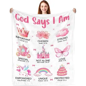 Christian Gifts for Girl, God Says I Am Princess Blanket 50"x60", Inspirational Religious Birthday Gifts for Princess Lover Bible Verse Blanket, Princess Gifts, Christian Princess Gifts